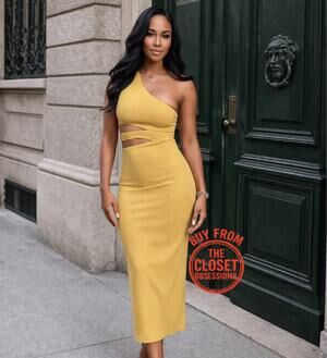 ZARA Yellow One Shoulder Cut Out Midi Dress Vacation Resort NWT
